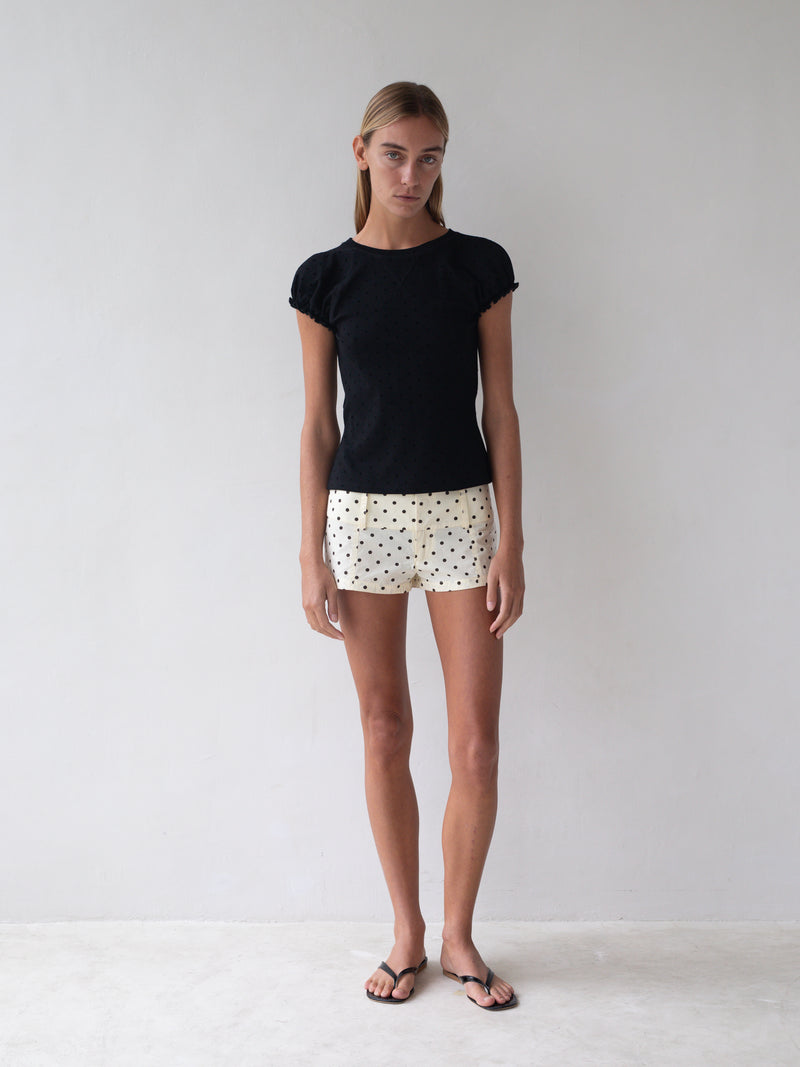 Ava Top – Black Polka