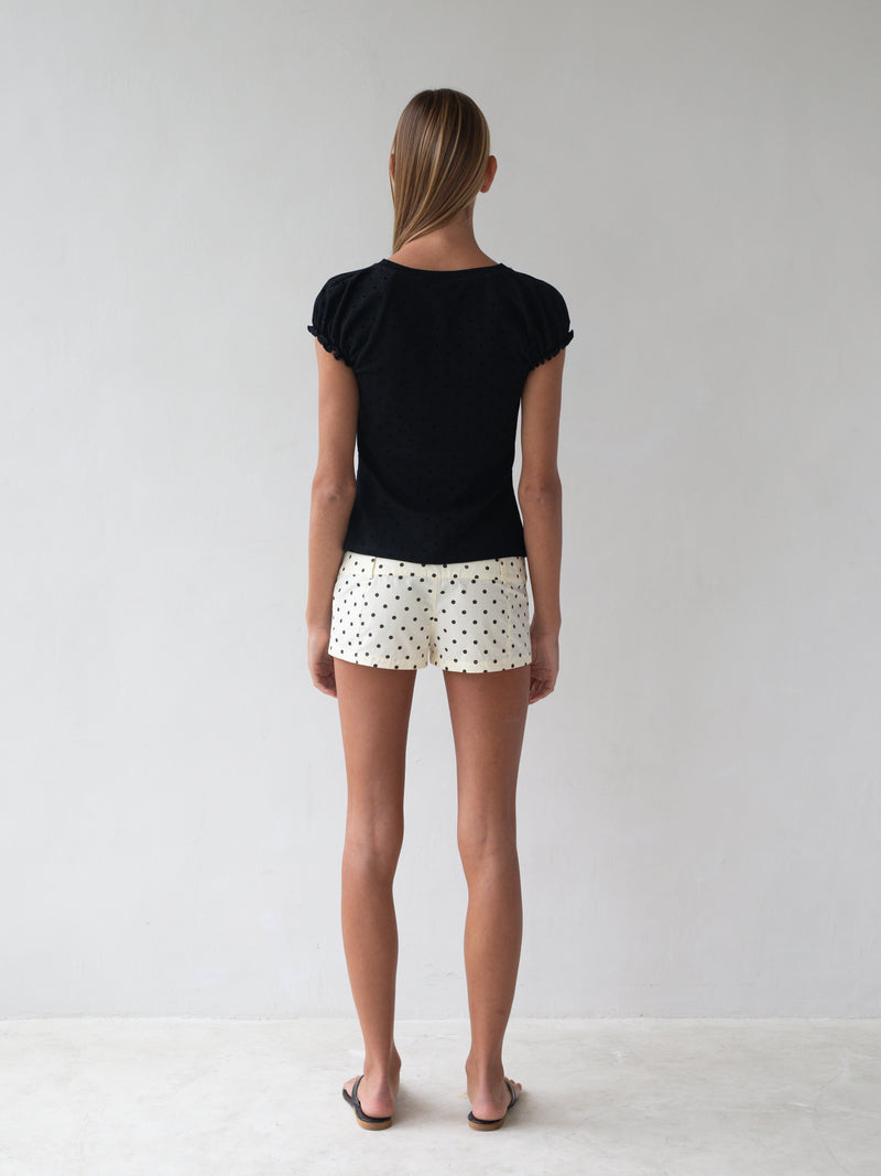 Ava Top – Black Polka