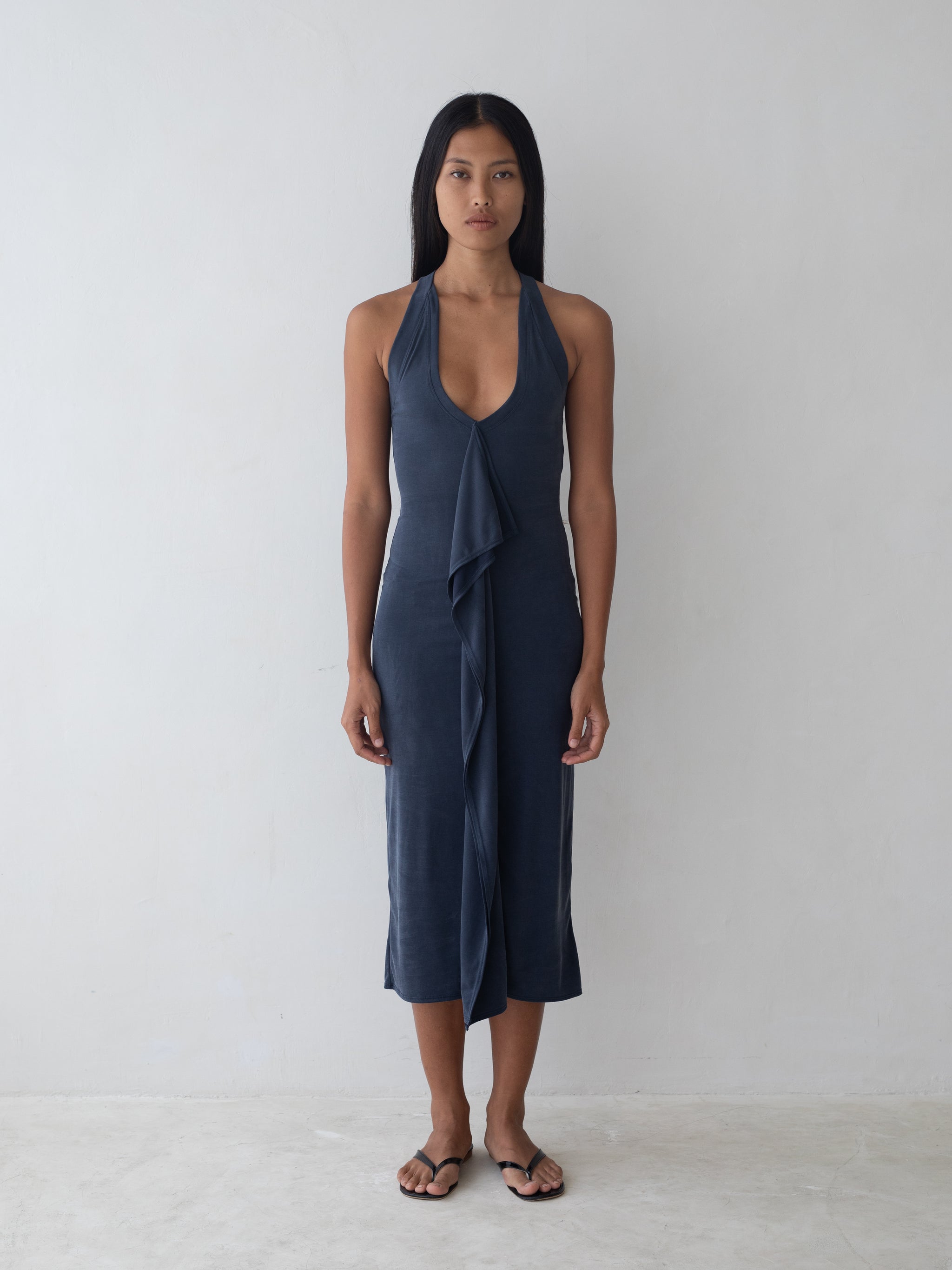Cascade Dress - Navy