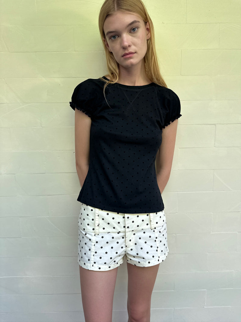 Ava Top – Black Polka