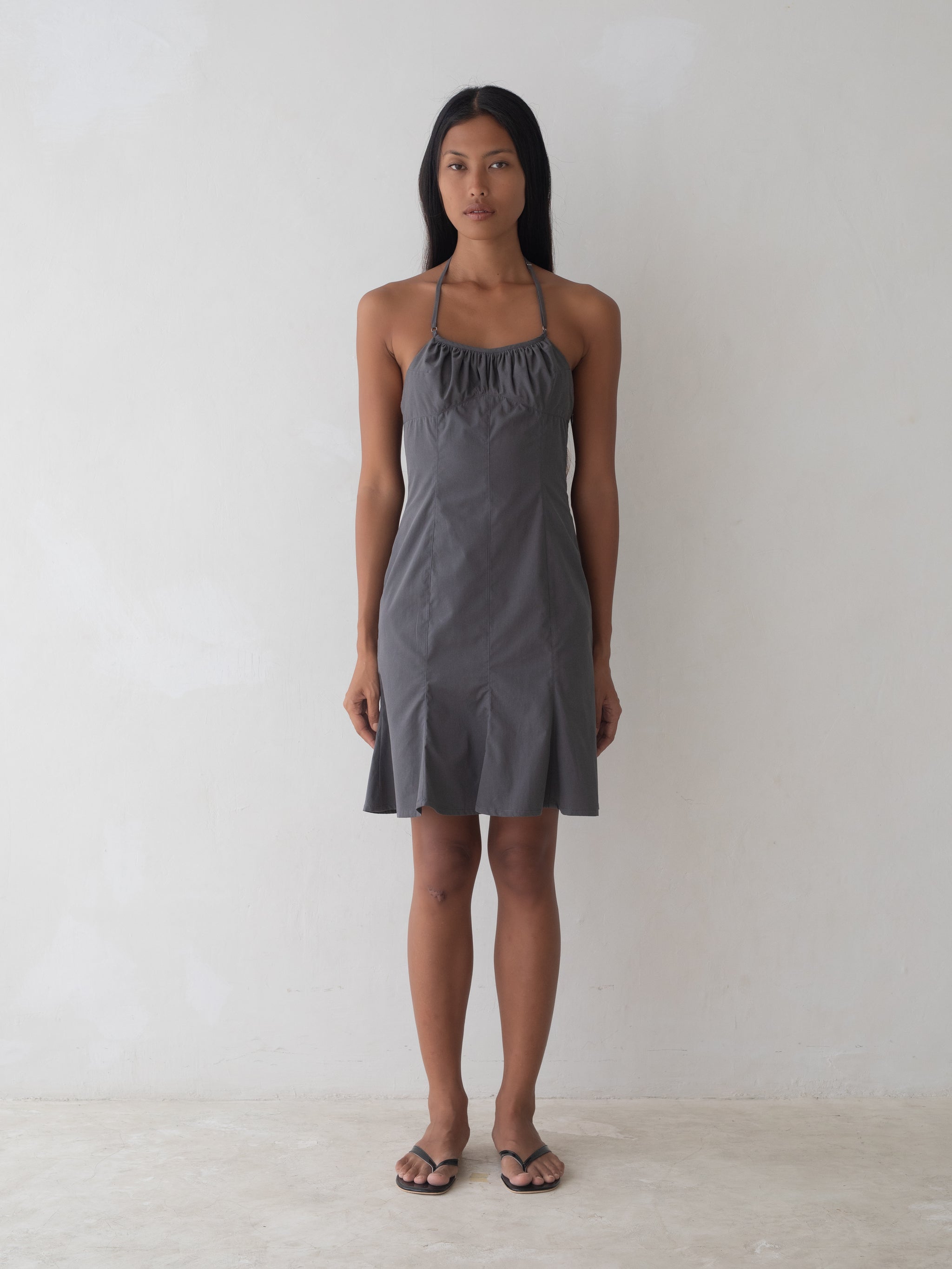 slim fit dress slacks Moonlight Mirage Criss-Cross Back Maxi Dress Charcoal main image 0